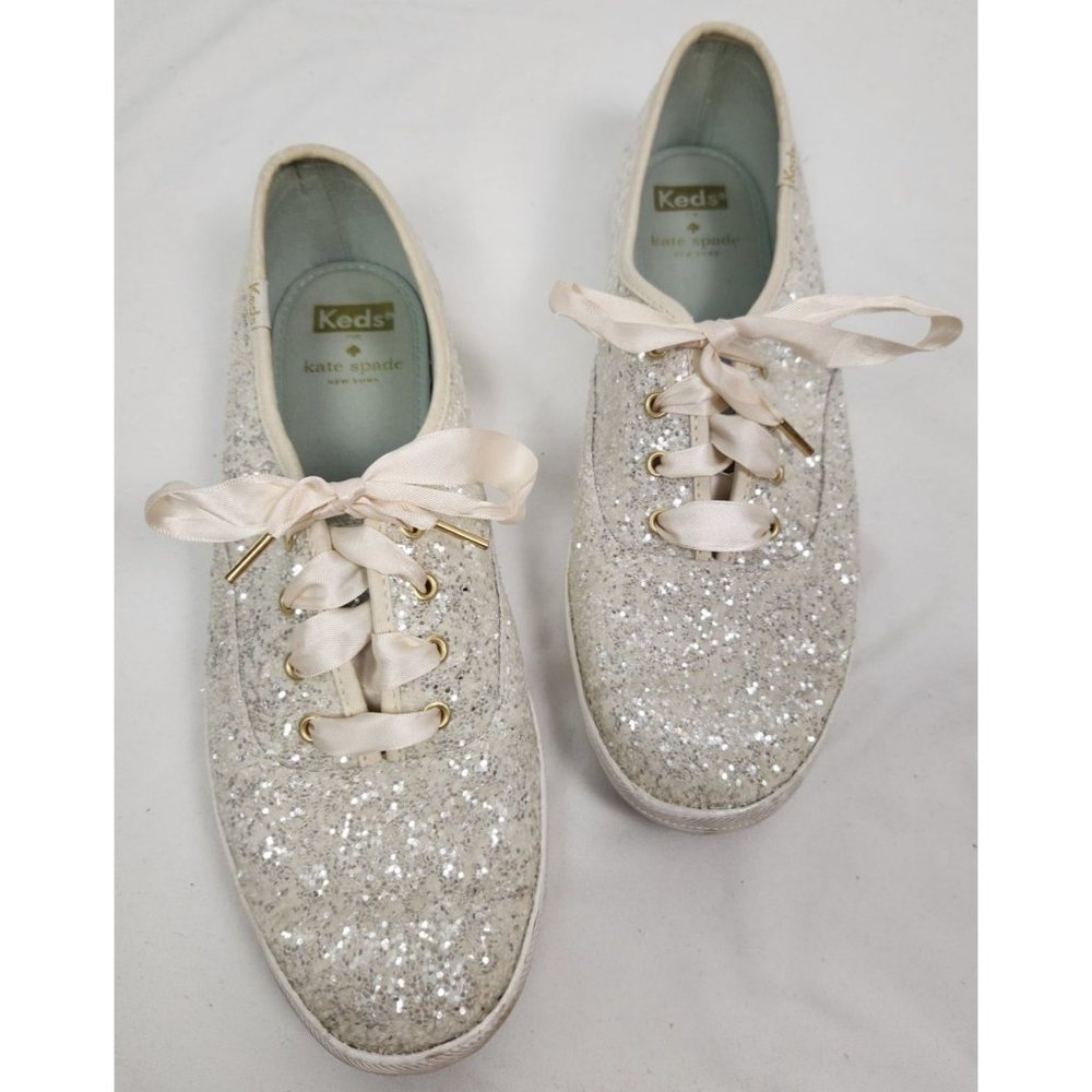 Keds Kate Spade New York Sz. 9.5 Champion Glitter Celebration Sneaker Cream